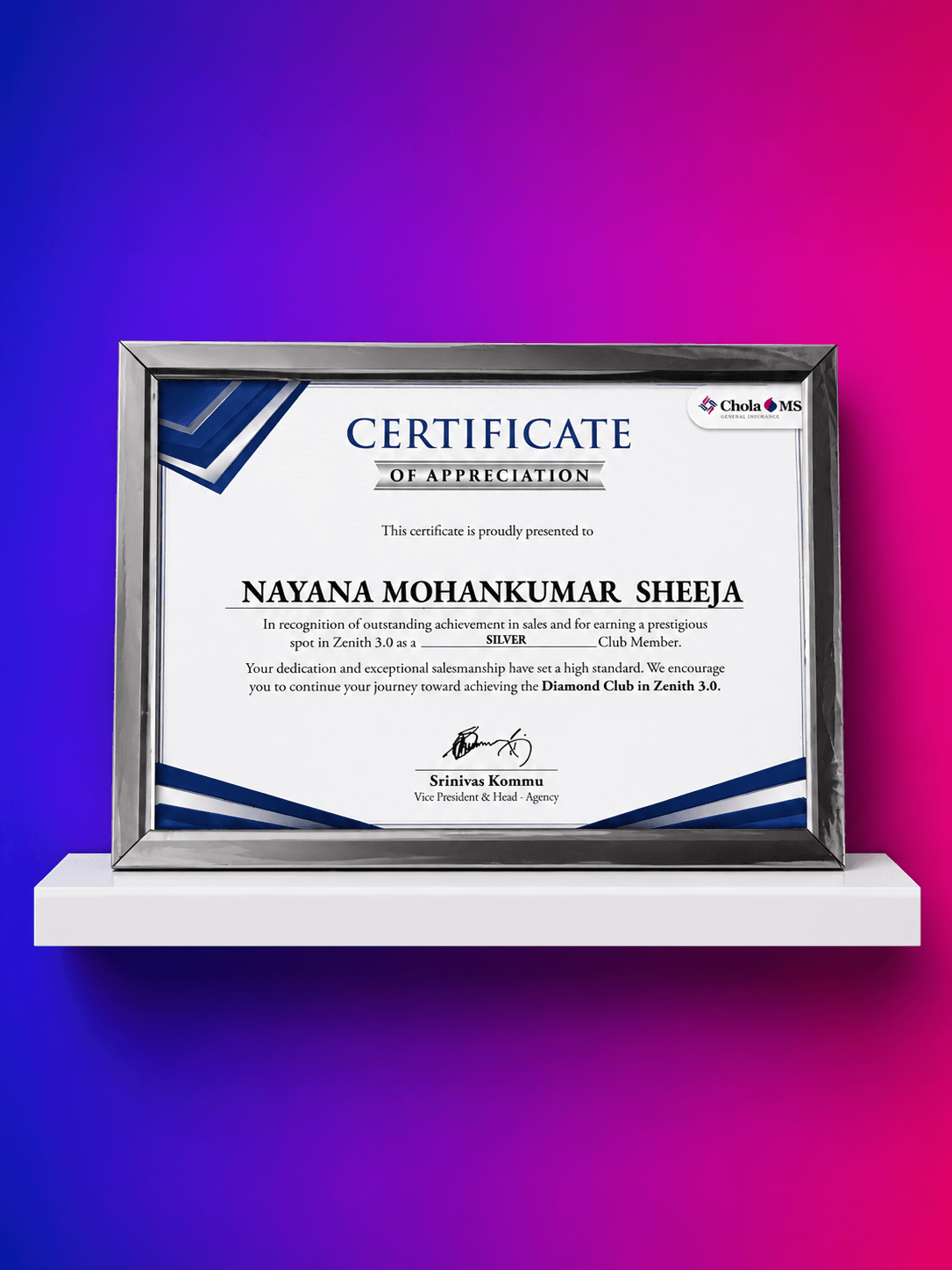 Certificate of Appreciation